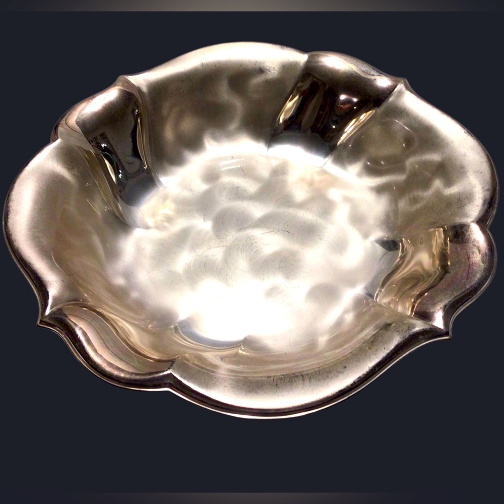 Vintage 1960’s WMF Ikora German Silver Plated three Footed Bowl.  Shows wear